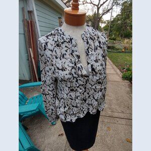Blouse: Silk, black/white. Size 10 - by Derek Lam 10 Crosby